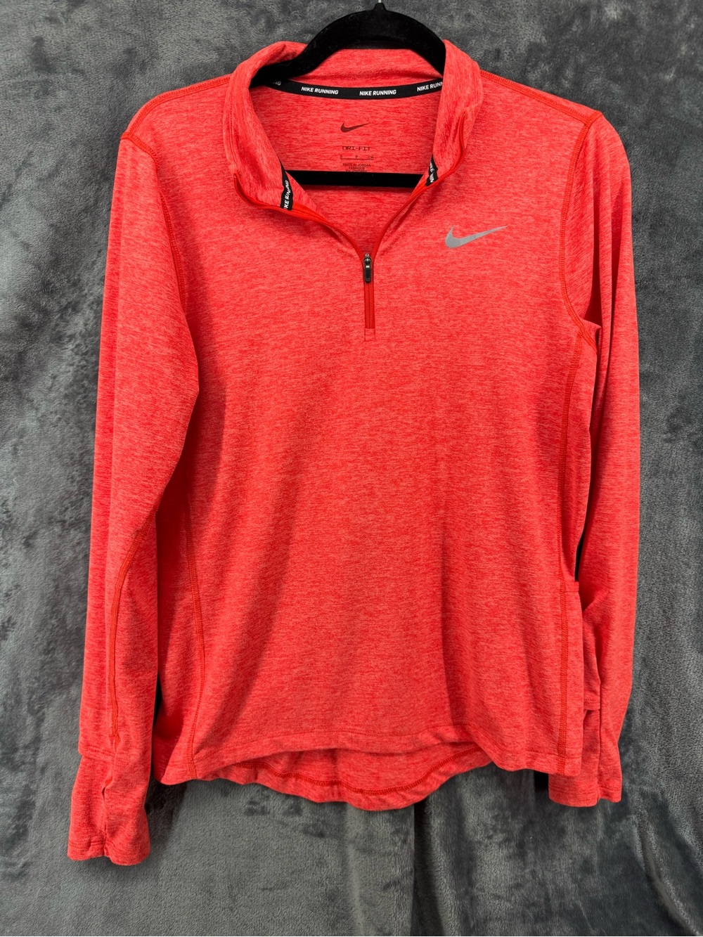 Nike Running Dri-Fit Quarter Zip Performance Red Heather Pullover Size Small